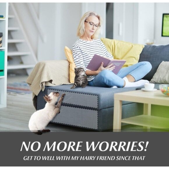 Cat Couch Protector Tape 8 Pack Large Clear Anti Scratch No Pins Residue Free - Picture 6 of 7